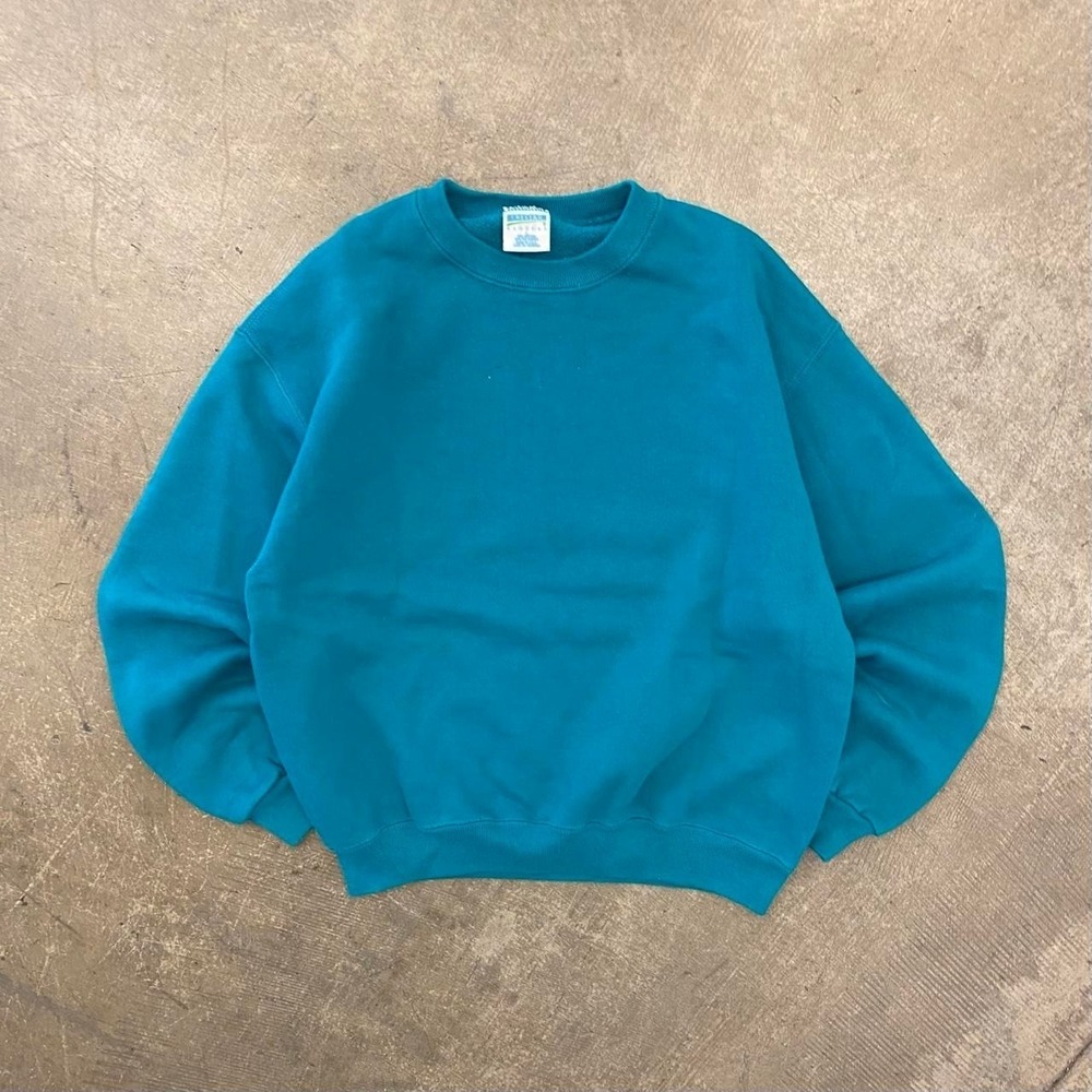 Vintage 90s Teal Cheetah Blank Crewneck Sweatshirt Size Large